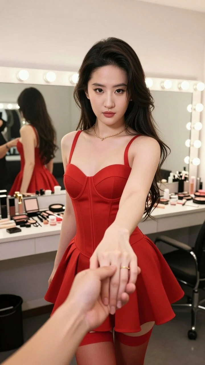 First-person perspective holding hands photo